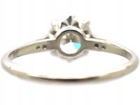 Art Deco Platinum, Diamond Solitaire Ring with Diamond Set Shoulders