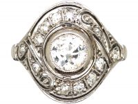 Art Deco 18ct White Gold Diamond Cluster Ring