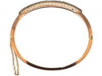 Edwardian 15ct Gold Bangle set with Graduated Old Mine Cut Diamonds