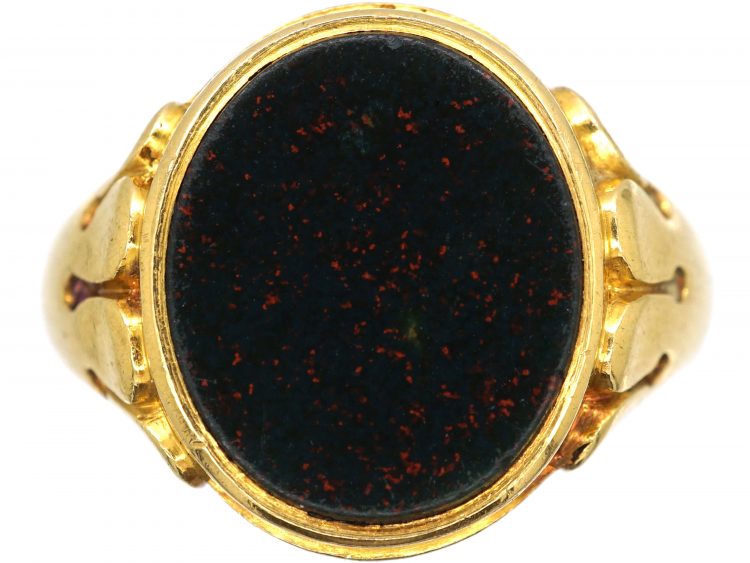 Victorian 18ct Gold Signet Ring set with a Bloodstone by Charles Green