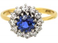 Retro 18ct Gold, Sapphire & Diamond Cluster Ring