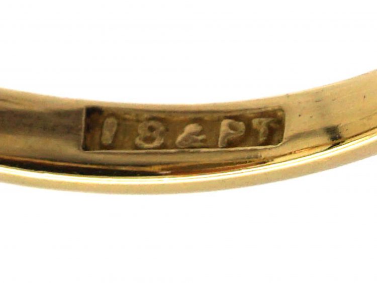 Edwardian 18ct Gold, Opal & Diamond Three Stone Ring