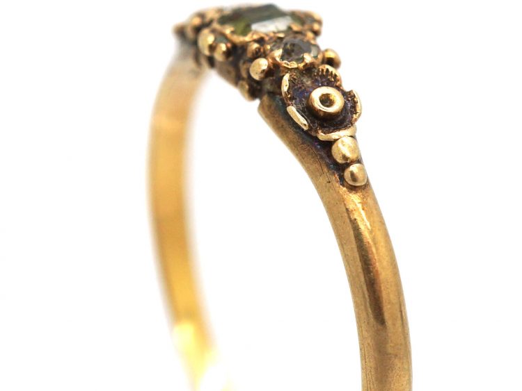 Regency 15ct Gold Foil Backed Chrysolite & Diamond Ring