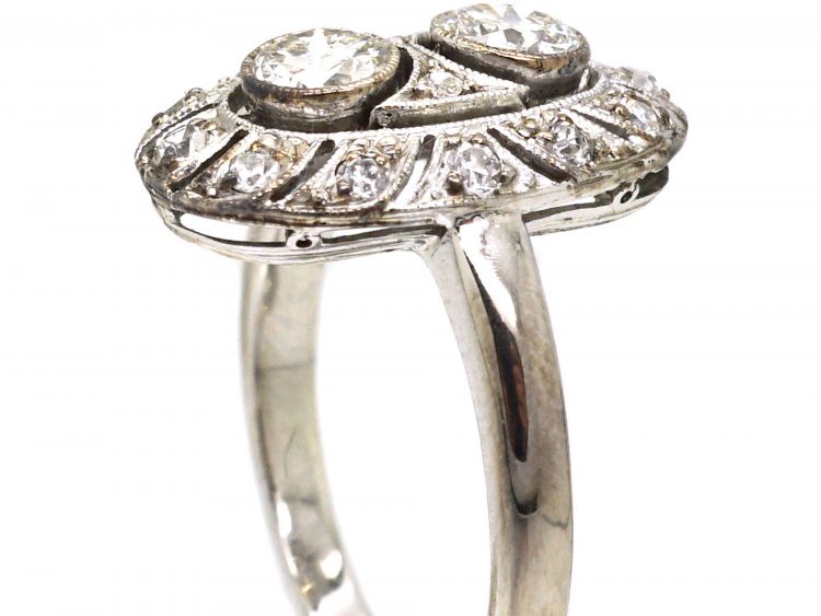 Art Deco Oval Ring set with Diamonds