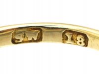 Victorian 18ct Gold, Five Stone Emerald & Diamond Carved Half Hoop Ring