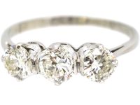 Art Deco Platinum, Three Stone Diamond Ring