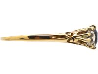 Victorian 18ct Gold, Sapphire & Diamond Carved Half Hoop Ring