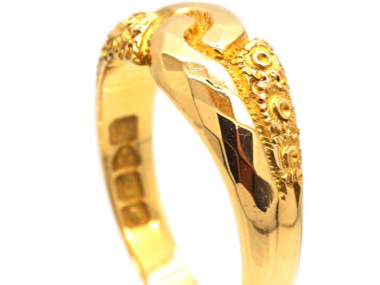 Edwardian 18ct Gold Keeper Ring with Faceted Detail