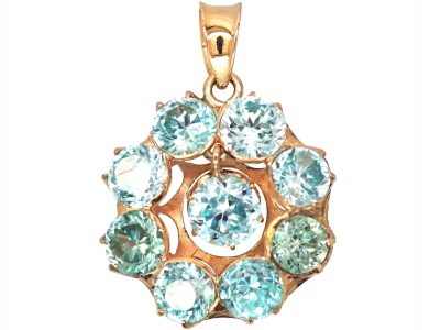 Art Deco 9ct Gold & Zircon Cluster Pendant