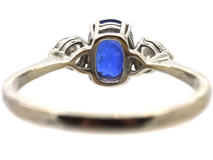 18ct White Gold, Sapphire & Diamond Three Stone Ring
