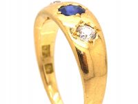 Victorian 18ct Gold Sapphire & Diamond Gypsy Ring