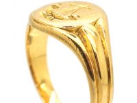 Edwardian 18ct Gold Signet Ring with Intaglio of a Galleon