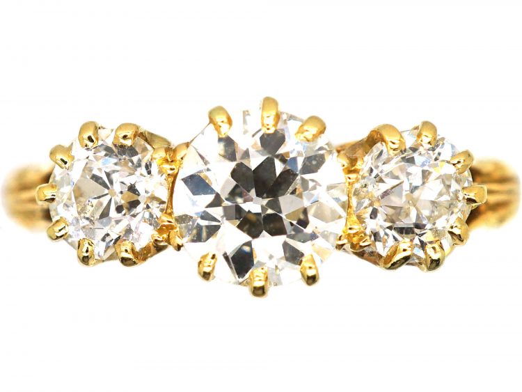 Victorian 18ct Gold Three Stone Diamond Ring
