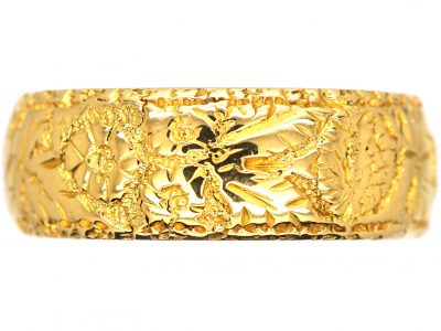 Retro 18ct Gold Wedding Ring with Orange Blossom Design
