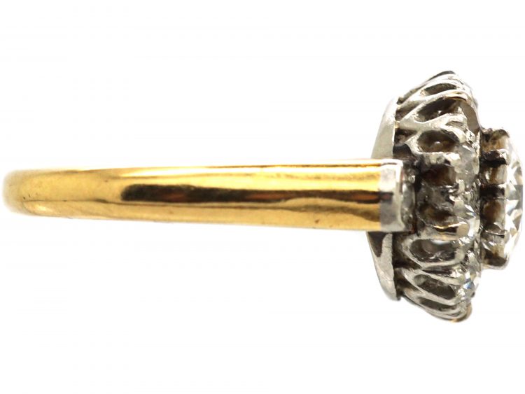 Edwardian 18ct Gold & Platinum, Diamond Cluster Ring