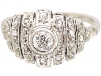Art Deco French Platinum & Diamond Ring