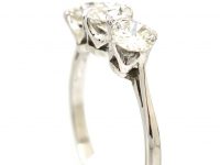 Art Deco Platinum, Three Stone Diamond Ring