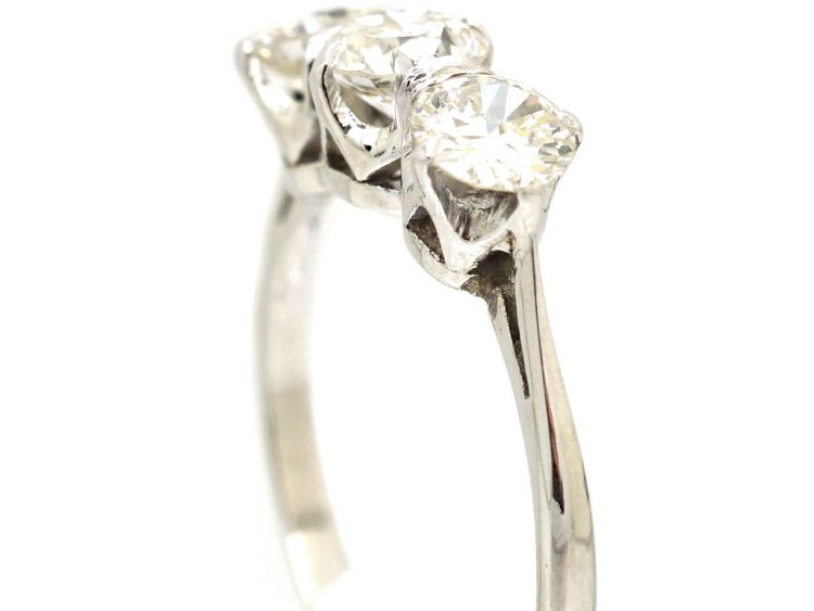 Art Deco Platinum, Three Stone Diamond Ring