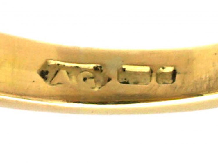 Victorian 18ct Gold Carved Half Hoop Ring set with Three Diamonds