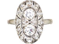 Art Deco Oval Ring set with Diamonds