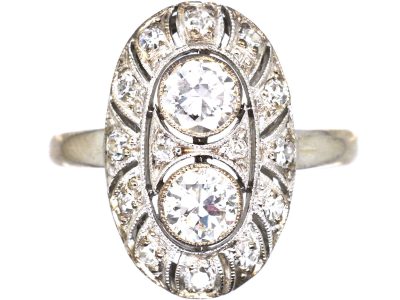 Art Deco Oval Ring set with Diamonds