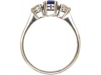 18ct White Gold, Sapphire & Diamond Three Stone Ring
