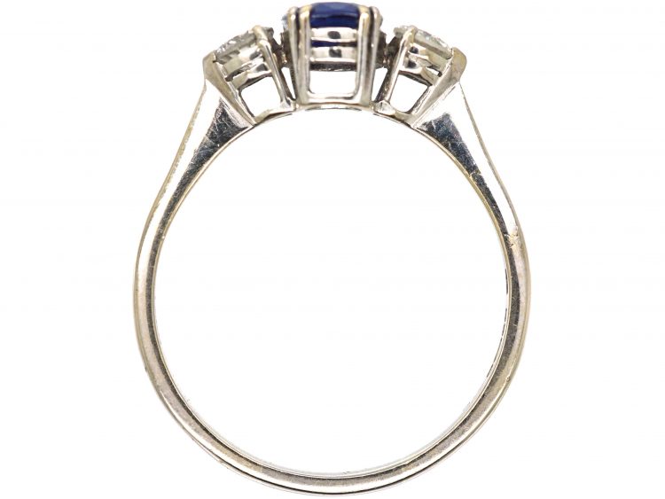 18ct White Gold, Sapphire & Diamond Three Stone Ring