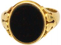 Victorian 18ct Gold Signet Ring set with a Bloodstone by Charles Green