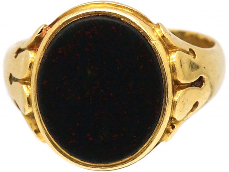Victorian 18ct Gold Signet Ring set with a Bloodstone by Charles Green