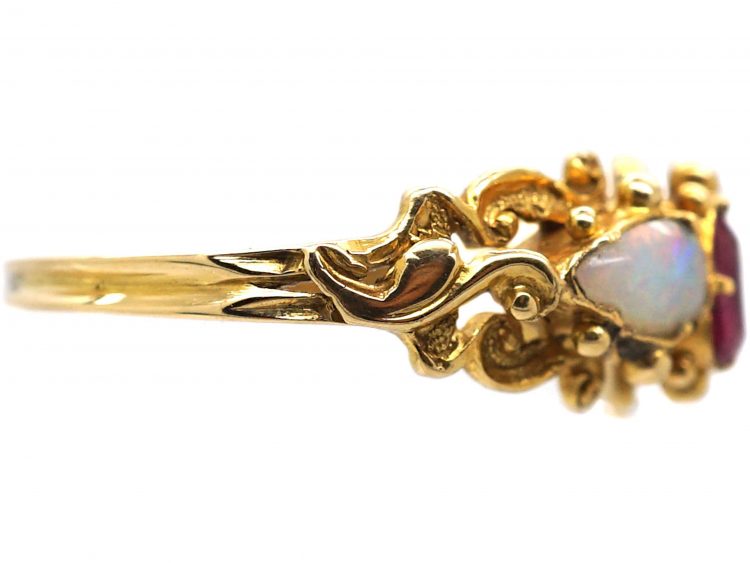 Regency 15ct Gold, Opal & Ruby Ring