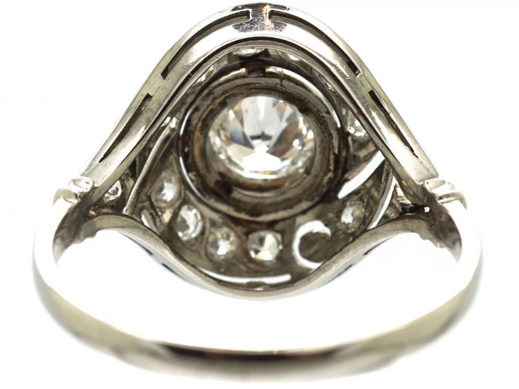 Art Deco 18ct White Gold Diamond Cluster Ring