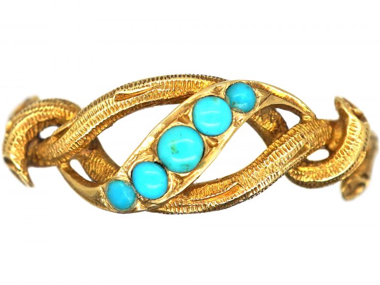 Regency 15ct Gold Twig Ring set with Turquoise