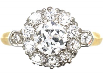 Edwardian 18ct Gold & Platinum, Diamond Cluster Ring
