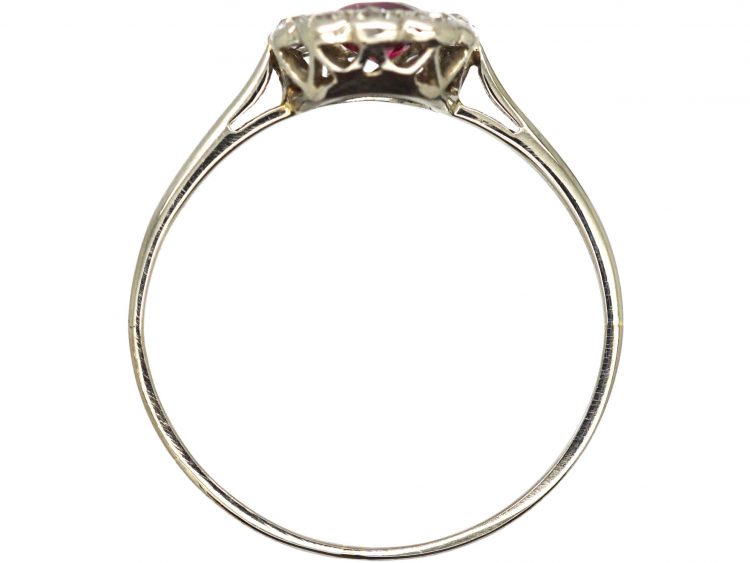 Edwardian Platinum, Ruby & Diamond Cluster Ring