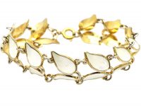 Norwegian Mid Century Silver & White Enamel Bracelet
