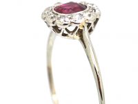 Edwardian Platinum, Ruby & Diamond Cluster Ring
