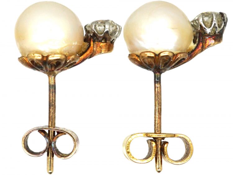 Natural Pearl & Diamond Earrings