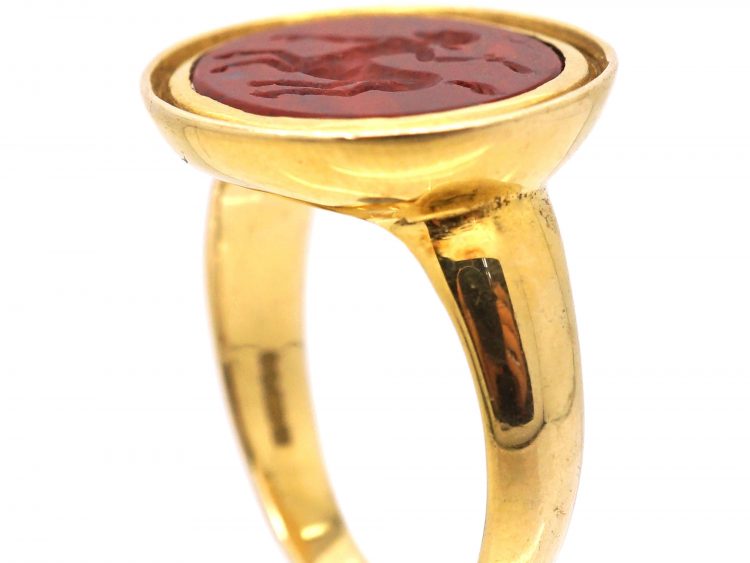 9ct Gold Ring set with Jasper with an Intaglio of a Centaur