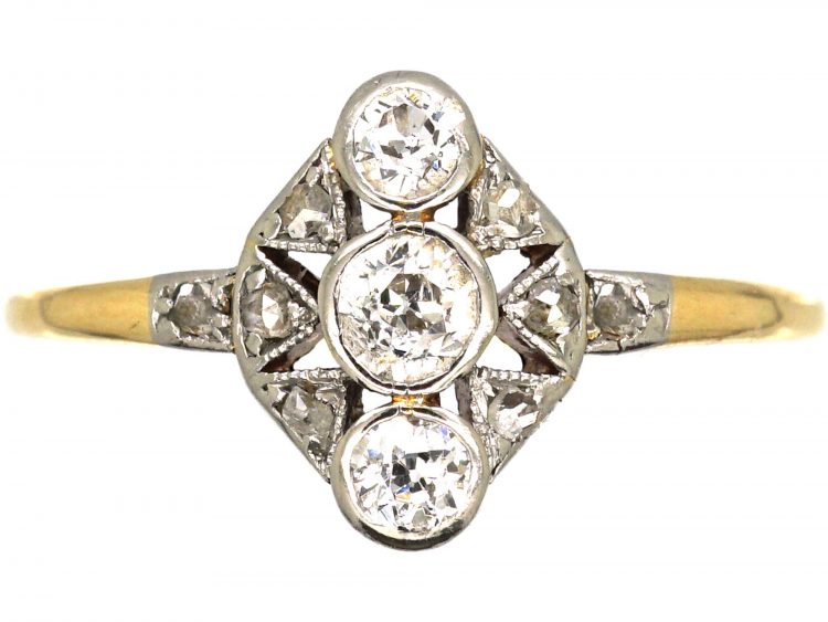 Art Deco 18ct Gold & Platinum, Diamond Ring