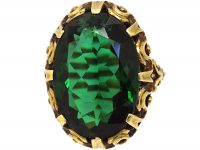 Art Deco 14ct Gold Ring set with a Large Oval Green Tourmaline
