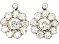18ct White Gold Cluster Earrings with a Diamond Above