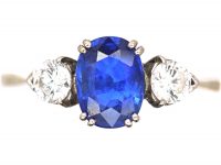 18ct White Gold, Sapphire & Diamond Three Stone Ring