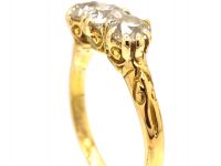 Victorian 18ct Gold Carved Half Hoop Ring set with Three Diamonds