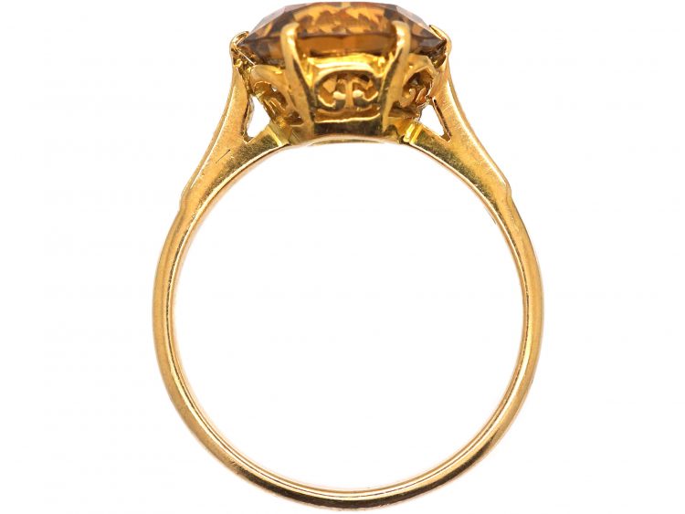 Art Deco 18ct Gold, Orange Zircon Ring