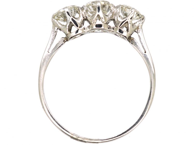 Art Deco Platinum, Three Stone Diamond Ring