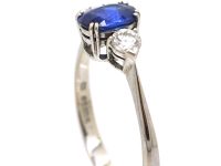 18ct White Gold, Sapphire & Diamond Three Stone Ring