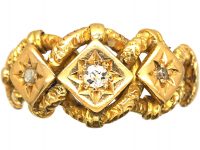 Victorian 18ct Gold Triple Knot Ring set with Three Diamonds