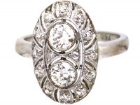 Art Deco Oval Ring set with Diamonds