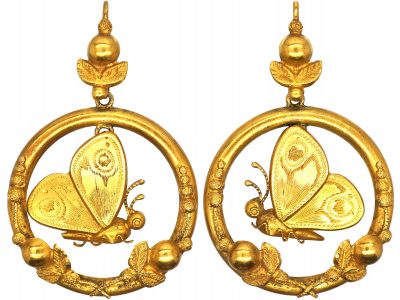 Victorian 15ct Gold Butterfly Earrings