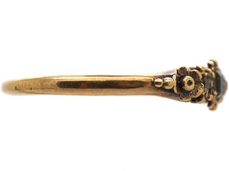 Regency 15ct Gold Foil Backed Chrysolite & Diamond Ring